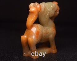 Chinese Antiques Natural Hetian Jade Carved Exquisite Unicorn Statue Figurines