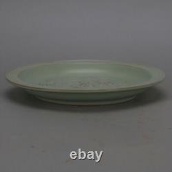 Chinese Antiques Song dynasty Green glaze Relief sculpture Dragon pattern plate