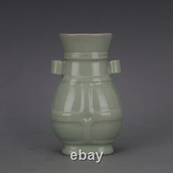 Chinese Antiques Song dynasty Ru kiln QingliangTemple Flat belly Binaural bottle