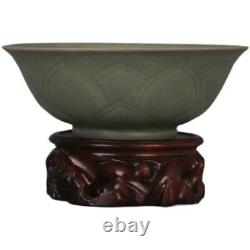 Chinese Antiques Song dynasty Ru kiln Qingliang Temple Green glaze Lotus bowl