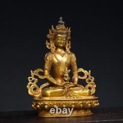 Chinese Antiques religious bronze gilded Amitayus Buddha statues