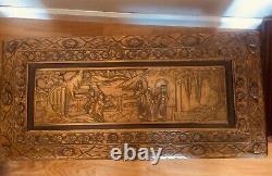 Chinese/Asian Hand Carved ANTIQUE WOODEN Chest/Trunk 27 In. Long 14.50 Height