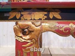 Chinese Bed Canopy Wedding Opium Intricately Carved Antique Red Lacquer & Gold
