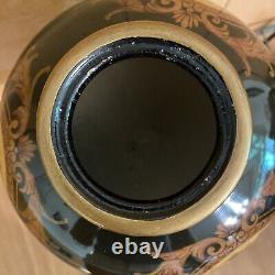 Chinese Black Laquer Table Vase Handpainted