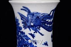 Chinese Blue&White Porcelain HandPainted Kylin Phoenix Brush Pot 17862