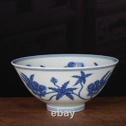 Chinese Blue and White Porcelain Ming Chenghua Hand Painted Okra Design Bowl