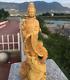 Chinese Boxwood Wood Carving Guan Yin Ride Dragon Goddess Bodhisattva Statue