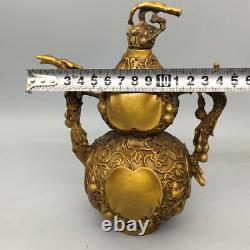 Chinese Brass Handmade Exquisite Gourd Shape Teapot 23134