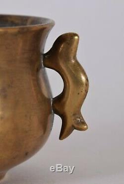 Chinese Bronze Halbred Handled Incense Burner Censer Yilu 17th/18th Century Qing