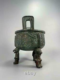 Chinese Bronze Handmade Exquisite Tripod Statue 14244