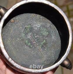 Chinese Bronze Silver inlaid Censer Incense Burner Shi Shou Mark Qing 18/19C