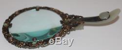 Chinese Bronze and Silver Jade Buckle Magnifying Glass Qing Dynasty