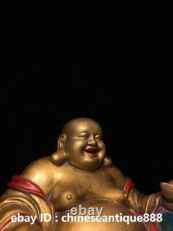 Chinese Buddhism Bronze Drawing color wealth Happy laugh Maitreya Buddha Statue
