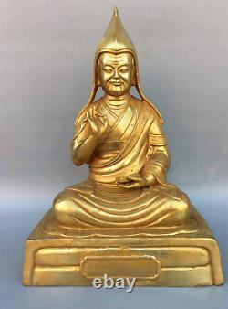 Chinese Buddhism Bronze Gilt Je Tsongkhapa Lama Tsong Khapa Tsongkhapa Statue