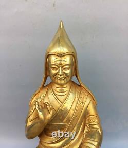 Chinese Buddhism Bronze Gilt Je Tsongkhapa Lama Tsong Khapa Tsongkhapa Statue