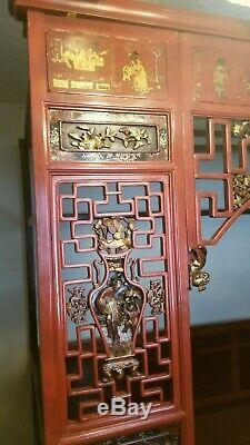 Chinese Canopy Wedding Opium Bed Carved Aprox 96 x 50 x 90
