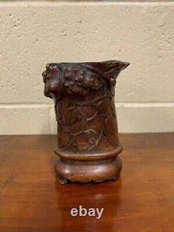 Chinese Carved Wooden Brush Pot