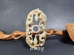 Chinese Certified Natural Hetian Jade Handcarved Statue dragon Pendants 80023