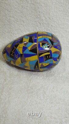 Chinese Cloisonne Hand Painted Enamel Over Brass Egg Shaped Box