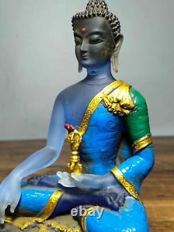 Chinese Colored Glaze Shakyamuni Amitabha Buddha Sakyamuni Tathagata God Statue