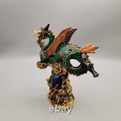 Chinese Copper Cloisonne Handmade Carved Exquisite Flying dragon Statue