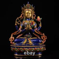 Chinese Copper Cloisonne Handmade Exquisite Kwan-yin Statue