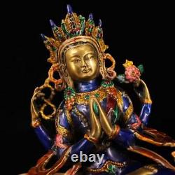 Chinese Copper Cloisonne Handmade Exquisite Kwan-yin Statue