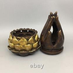 Chinese Copper Gilded Handmade Exquisite Incense Burner 20990