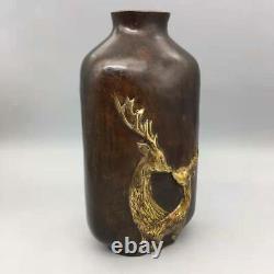 Chinese Copper Gilt Handmade Exquisite Deer Vases 2963