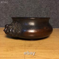 Chinese Copper Handmade Exquisite Binaural Incense Burners 3941