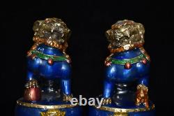 Chinese Copper Handmade Exquisite Lion Statues 52282