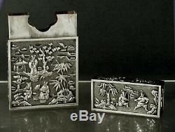 Chinese Export Silver Box Card Case c1850 Khecheong