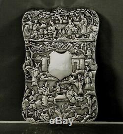 Chinese Export Silver Box Card Case c1885 22 Figures