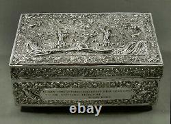 Chinese Export Silver Box Signed SIAM PURE SILVER