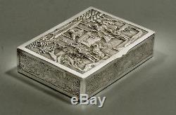 Chinese Export Silver Box c1890 Wang Hing TAX COLLECTOR HOLDING COURT