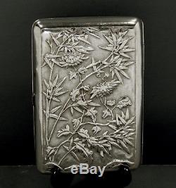 Chinese Export Silver Cigar Case c1880 WOSHING FIGURES IN GARDEN