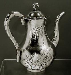 Chinese Export Silver Coffee Set c1890 SIGNED HAND CRAFTED