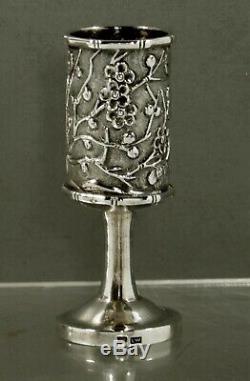 Chinese Export Silver Cups (3) c1885 Luenwo