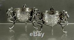 Chinese Export Silver Dragon Bowls (2) c1890 Signed