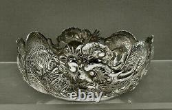 Chinese Export Silver Dragon Bowls c1890 WANG HING