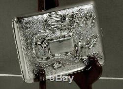 Chinese Export Silver Dragon Box Signed