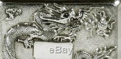 Chinese Export Silver Dragon Box Signed