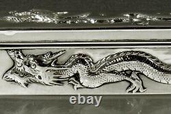 Chinese Export Silver Dragon Box c1890 WANG HING