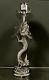 Chinese Export Silver Dragon Candlestick Signed
