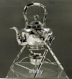 Chinese Export Silver Dragon Kettle c1875 WING CHUN