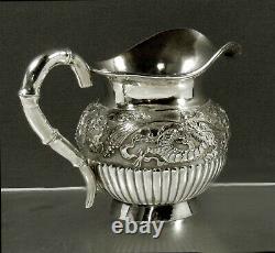 Chinese Export Silver Dragon Pitcher c1885 SIGNED YH
