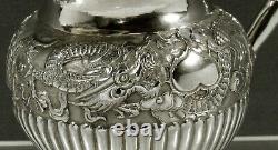 Chinese Export Silver Dragon Pitcher c1885 SIGNED YH