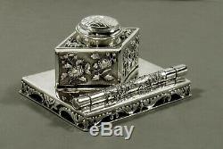 Chinese Export Silver Ink Stand c1890