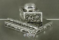 Chinese Export Silver Ink Stand c1890