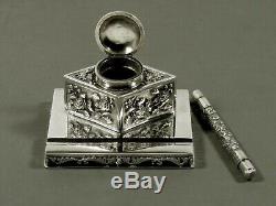 Chinese Export Silver Ink Stand c1890